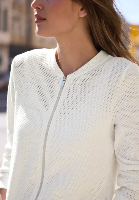 Langarm Jacke mit Strukturstreifen off white Langarm Jacke mit Strukturstreifen off white