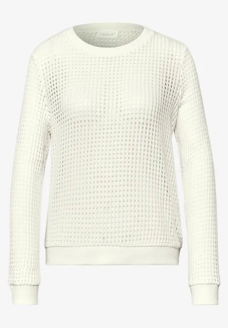 Langarm Shirt im Strick-Look off white Langarm Shirt im Strick-Look off white