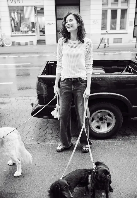 Langarm Shirt im Strick-Look off white Langarm Shirt im Strick-Look off white