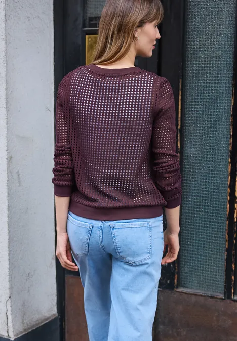 Shirt met lange mouwen in gebreide look very berry