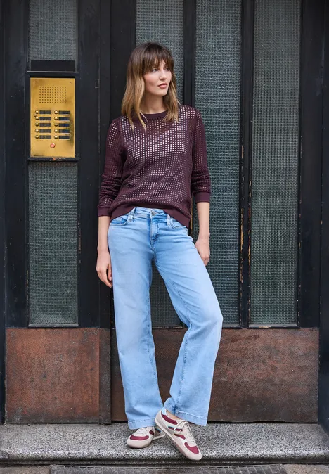 Shirt met lange mouwen in gebreide look very berry