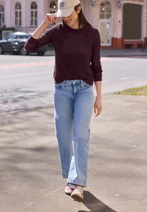 Langarm Shirt im Strick-Look very berry