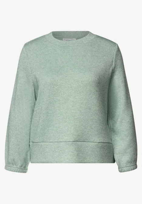 Mintgrüner Pullover mit Rundhalsausschnitt und lockerem Schnitt.