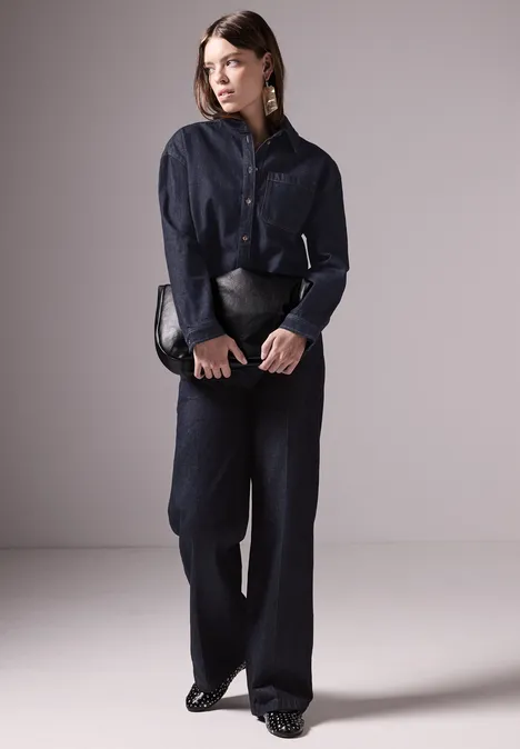 Kurze Jeansbluse Rinse washed