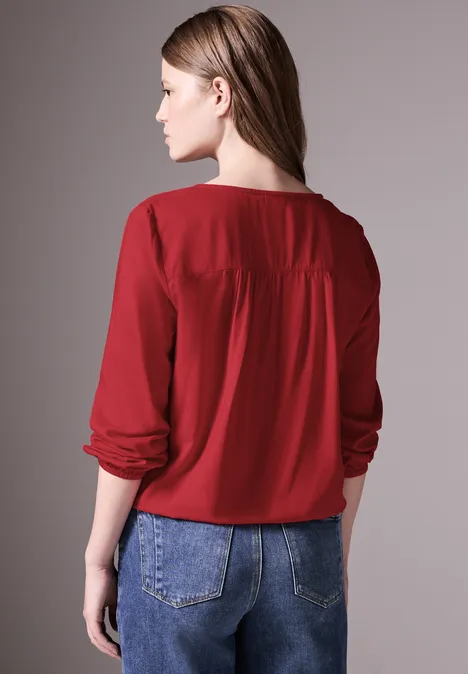 Bluse mit Smock-Detail urban red
