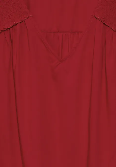 Bluse mit Smock-Detail urban red