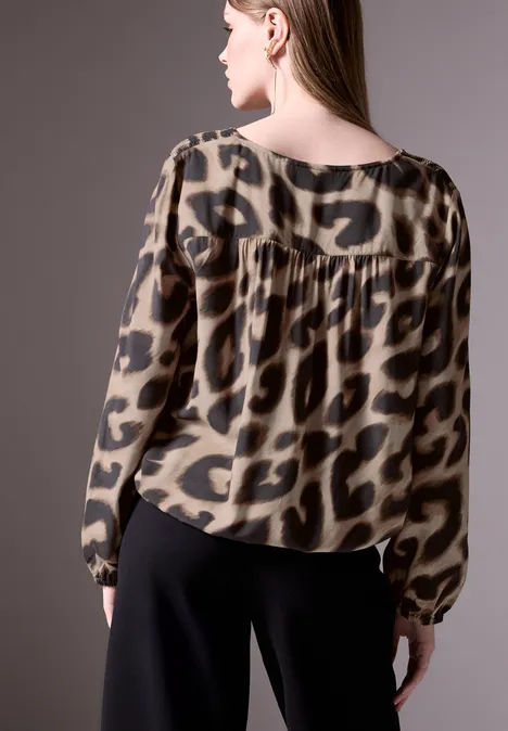 Bluse mit Smock-Detail mocha kiss