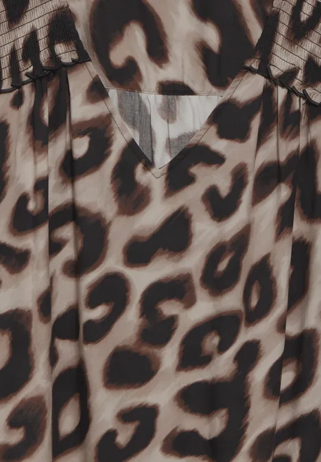 Bluse mit Smock-Detail mocha kiss