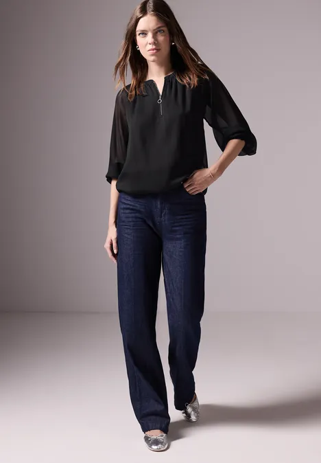 Chiffon-Bluse Black