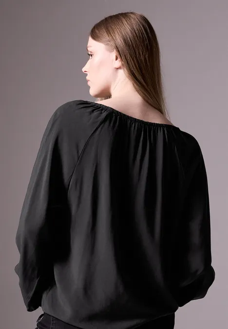 Bluse mit Raffungen Black