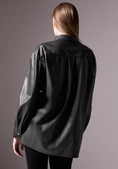 Bluse in Leder-Optik Black