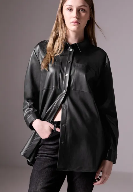Bluse in Leder-Optik Black