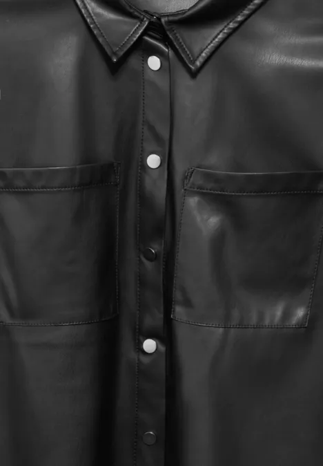 Bluse in Leder-Optik Black