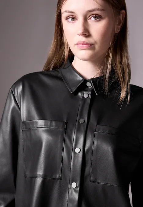 Bluse in Leder-Optik Black