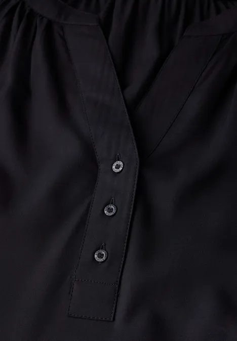 Raglan-Bluse in Unifarbe Black
