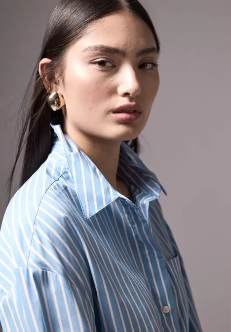 Oversize Bluse silver lake blue