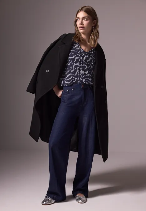 Bedruckte Chiffon-Bluse deep blue