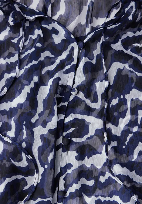 Bedruckte Chiffon-Bluse deep blue