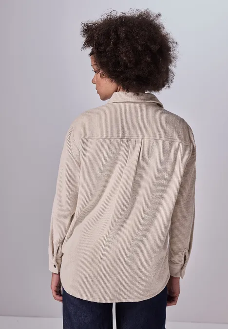 Cordbluse im Relaxed Fit pebble beige