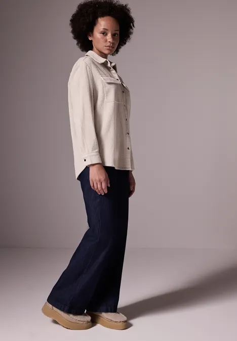 Cordbluse im Relaxed Fit pebble beige