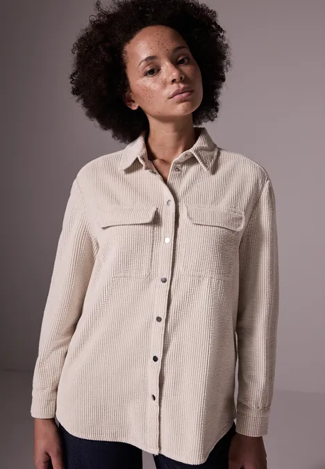 Cordbluse im Relaxed Fit pebble beige