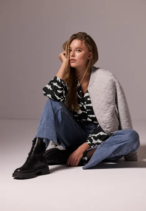 Gemusterte Raglan-Bluse flint grey