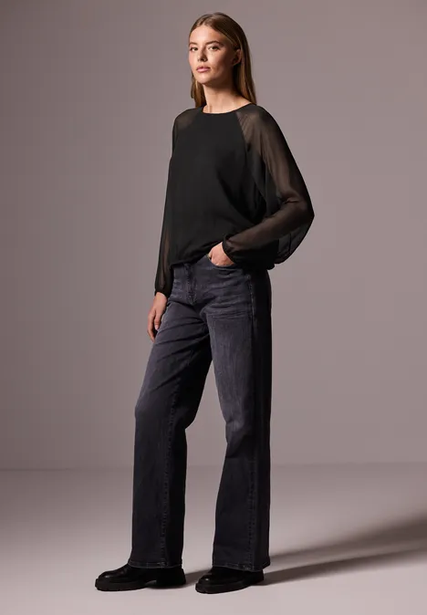 Chiffon-Bluse Black