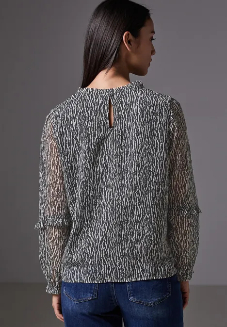 Chiffon-Tunika mit Rüschen flint grey
