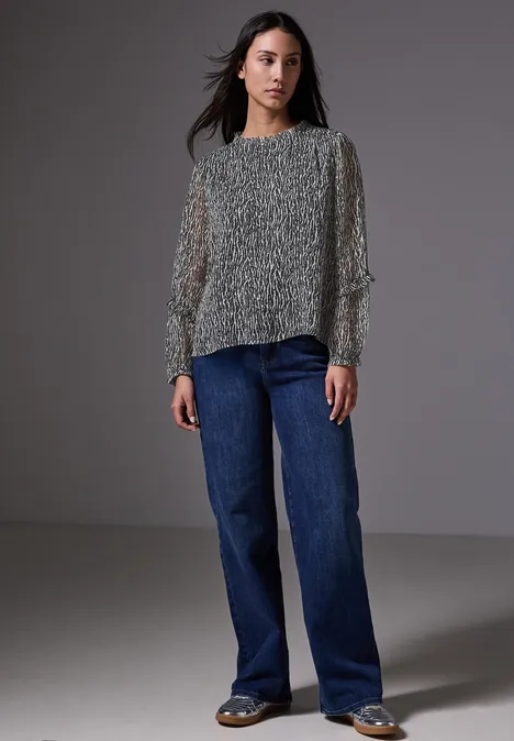 Chiffon-Tunika mit Rüschen flint grey