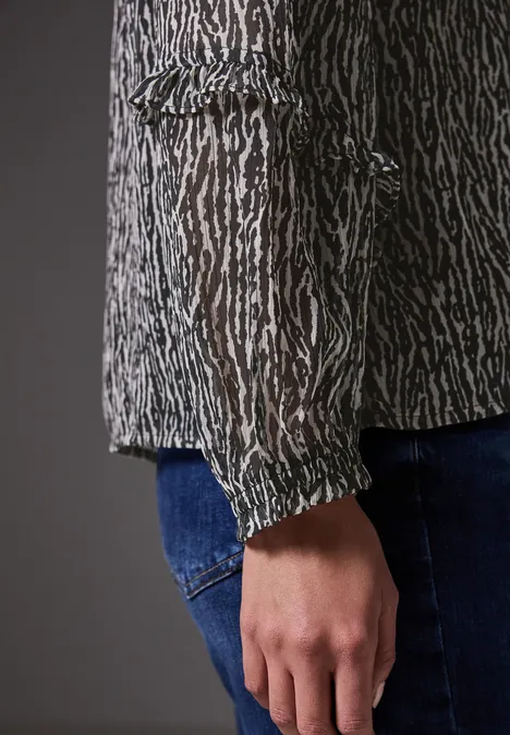 Chiffon-Tunika mit Rüschen flint grey