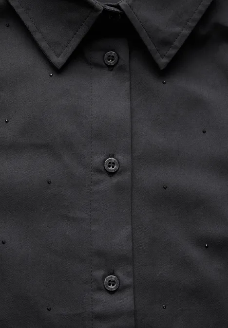 Bluse mit Schmucksteinen lead grey