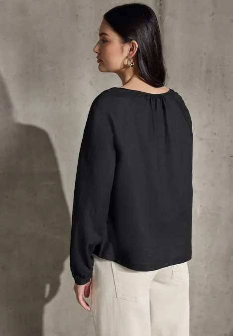 Tunika mit Leinen-Anteil Black