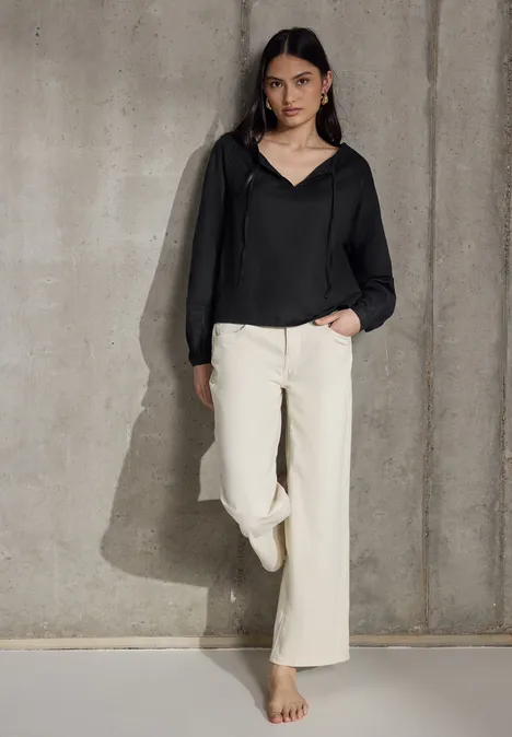 Tunika mit Leinen-Anteil Black