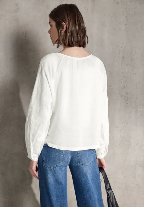Tunika mit Leinen-Anteil off white