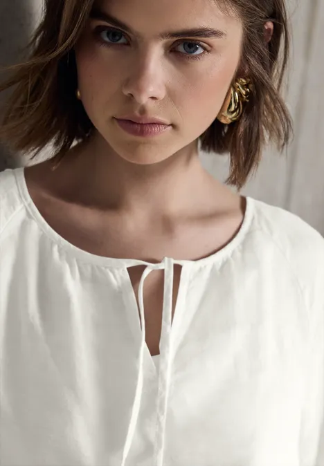 Tunika mit Leinen-Anteil off white