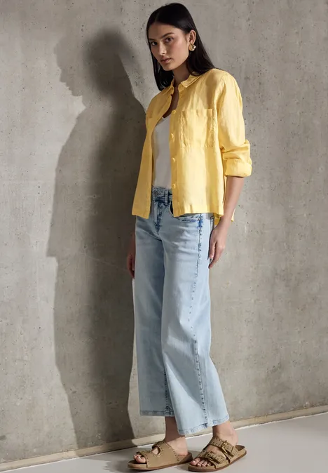 Leinen-Hemdbluse blend yellow
