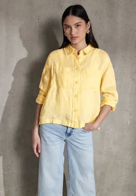 Leinen-Hemdbluse blend yellow