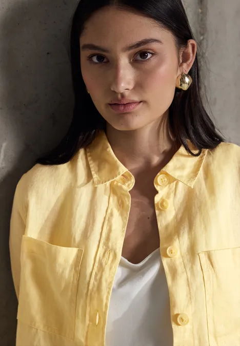 Leinen-Hemdbluse blend yellow