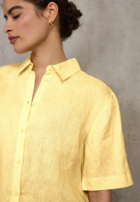 Leinen-Hemdbluse blend yellow