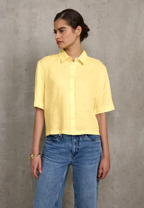 Leinen-Hemdbluse blend yellow
