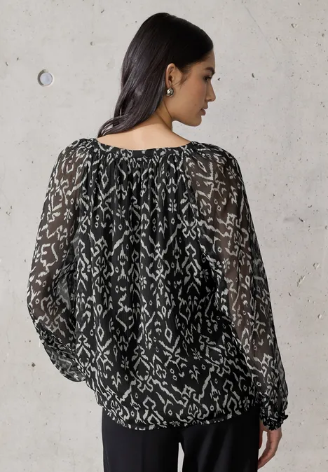 Raglan Chiffon Bluse Black