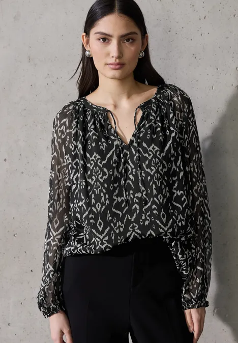 Raglan Chiffon Bluse Black