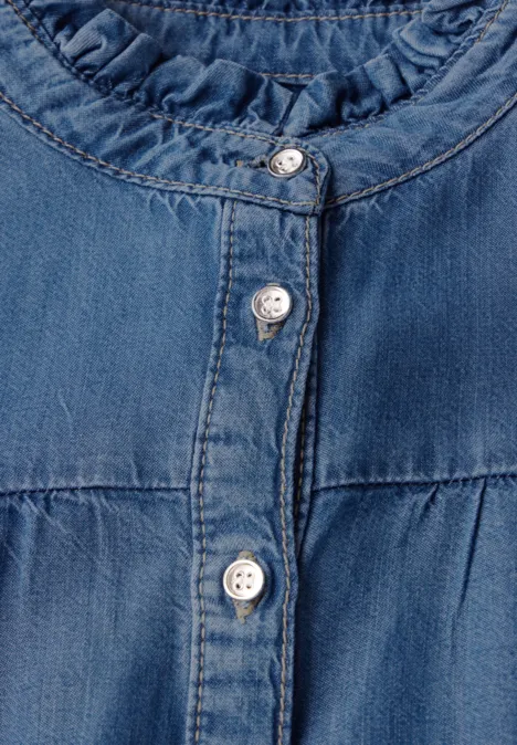 Blouse en jean à volants Medium blue Soft washed