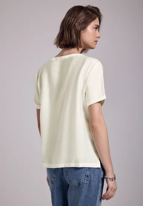 Bluse mit Seiten-Schlitzen off white