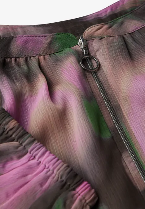 Gemusterte Chiffon-Bluse intense rose