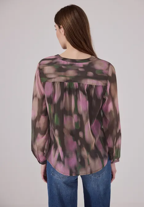Gemusterte Chiffon-Bluse intense rose