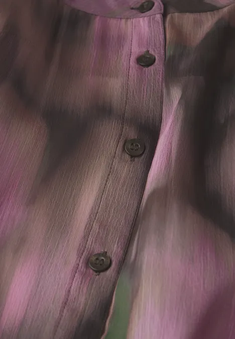 Gemusterte Chiffon-Bluse intense rose
