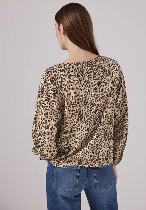 Gemusterte Raglan-Bluse creamy brown