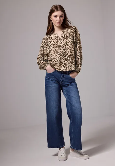Gemusterte Raglan-Bluse creamy brown