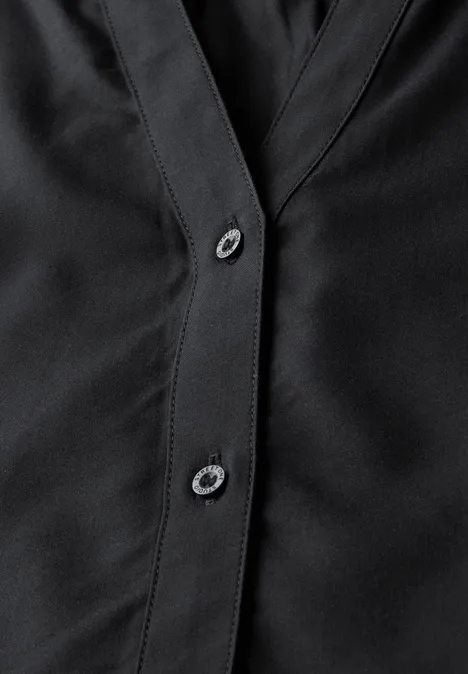 Kurzarmbluse in Unifarbe Black
